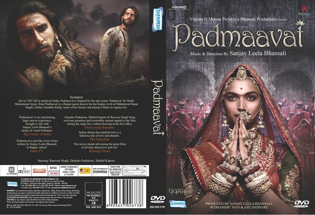 Padmaavat Hindi DVD Latest Original 2018 Bollywood Film